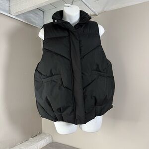 New Love & Other Things Womens Puffer Vest Pockets Zip-up Black Medium